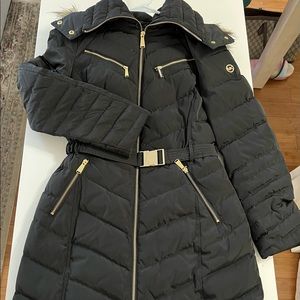 MICHAEL KORS long black puffer coat XS